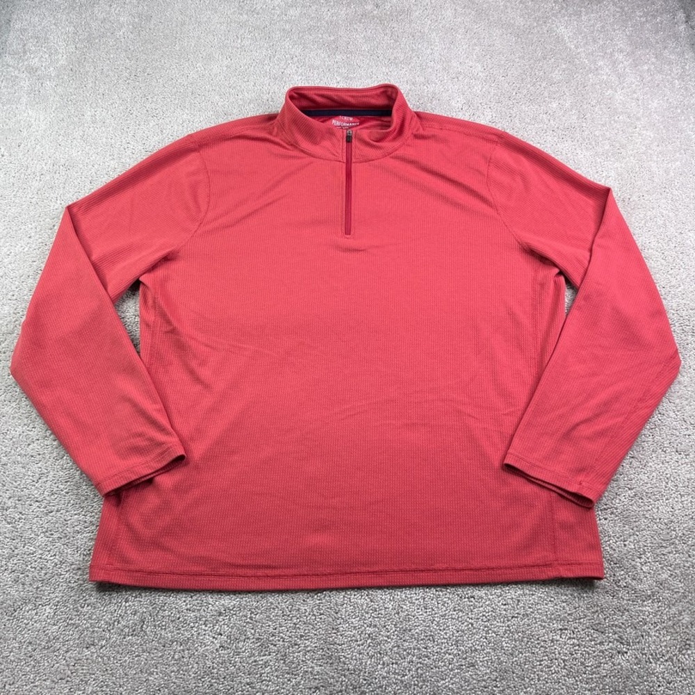 J Crew Sweater Mens XXL Red Performance Waffle Half Zip Pullover Golf Active